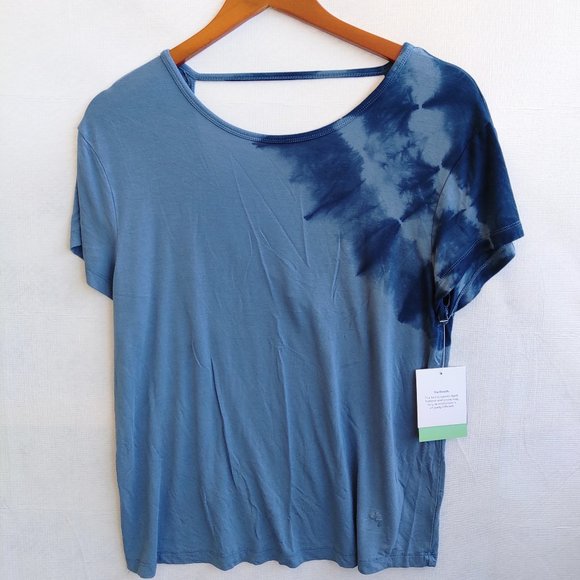 Women's Blue Tie Dye Relaxed Fir Short Sleeve Tee - Joy Lab - Picture 1 of 4